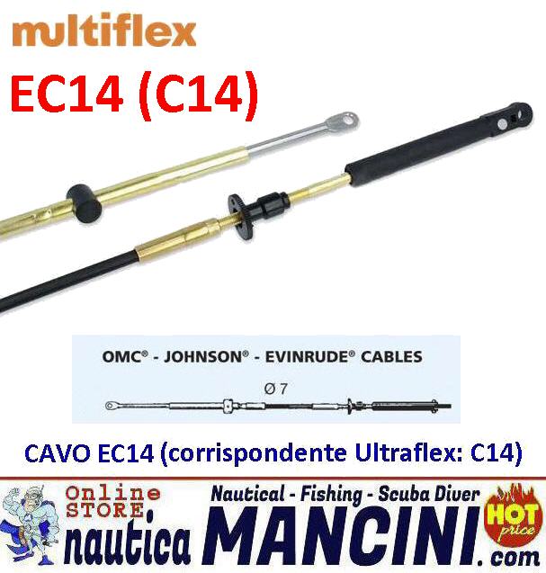 Cavo MULTIFLEX per Controllo Motore mod. EC14 da 14 ft / 4.27 mt (corrispondente Ultraflex: C14)