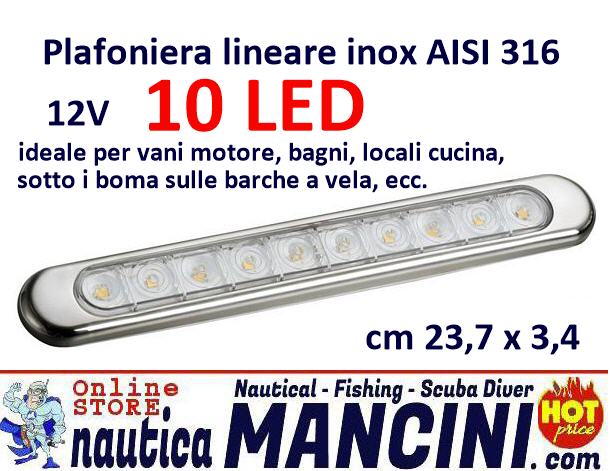 Plafoniera Inox Lineare 10 LED 237 mm