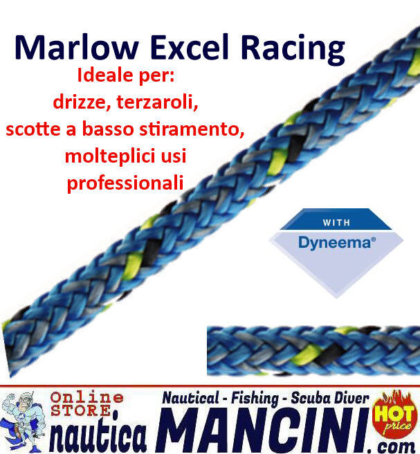 Cima MARLOW Excel Racing (Dynema) per Scotte e Drizze Ø 2 mm 179 kg Blu