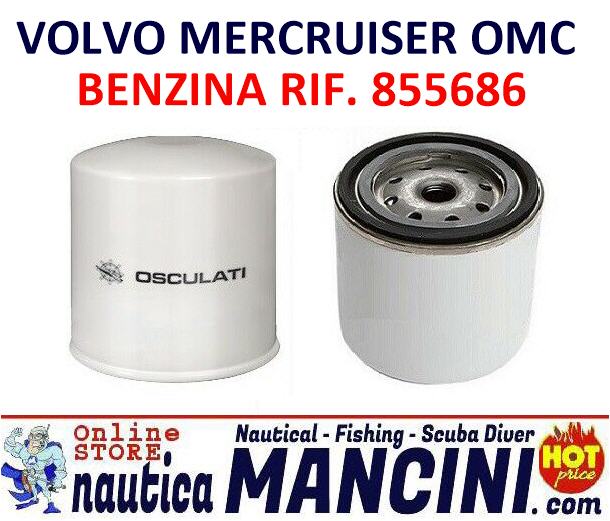 Filtro Benzina Cartuccia di Ricambio Ø 94 mm per VOLVO Mercruiser OMC Rif. 855686