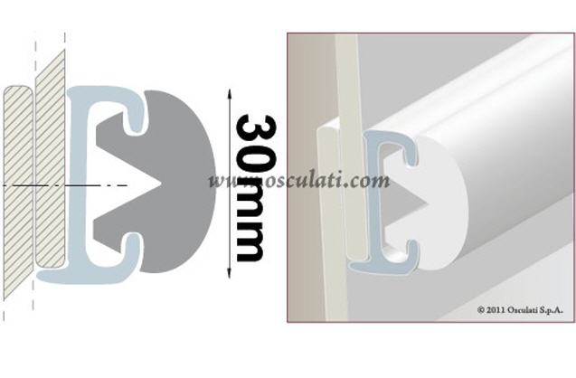 Bottazzo TIPO C 30 - Profilo Parabordo PVC Altezza mm 25 Bianco per Canalina mm 30 - PREZZO PER 4 MT + Offerta Quantità