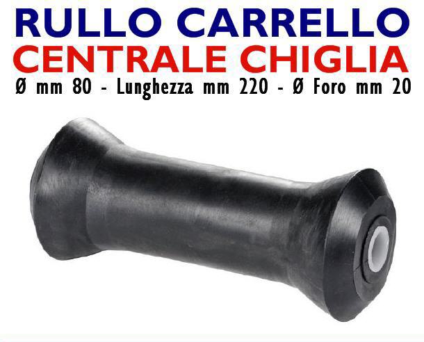 Rullo Carrello Reggichiglia Centrale Ø 80 mm 220 mm foro 20 mm con Anima in Polipropilene - Clicca l'immagine per chiudere