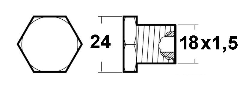Anodo Zinco a Tappo Refrigerante RENAULT MARINE Filetto 18x1,5 Ø 15x35 mm