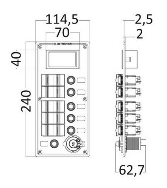 Pannello Elettrico Quadro 5 Interruttori con Voltometro Digitale