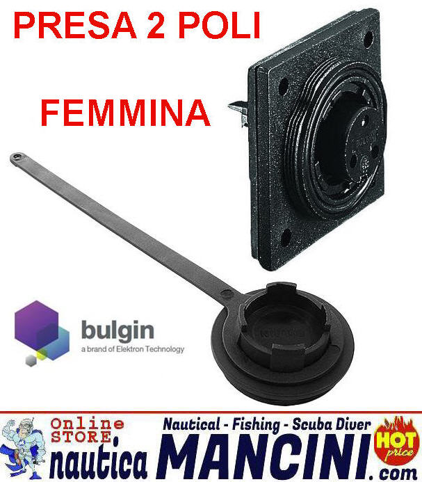 Presa tipo BULGIN BUCCANEER - Femmina 2 Poli a Incasso H10 mm