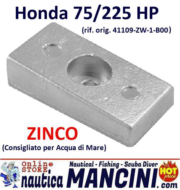 Anodo Zinco a Piastra per Honda 75/225 HP - Clicca l'immagine per chiudere