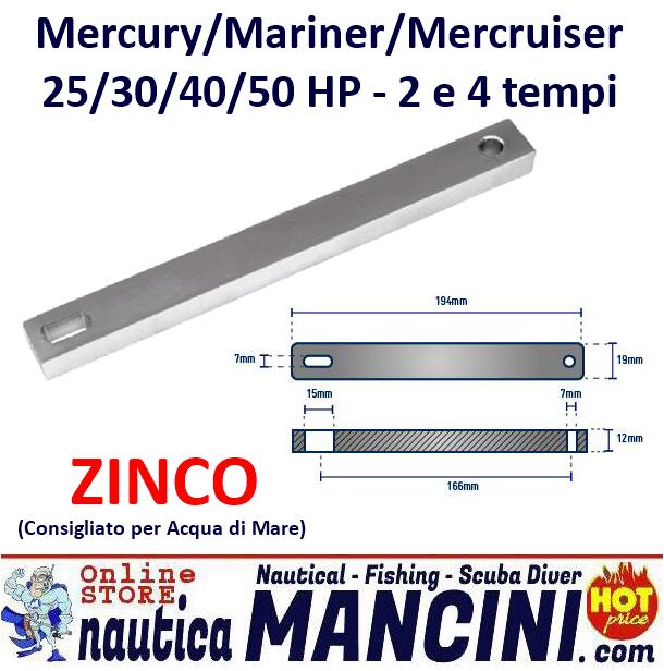 Anodo Zinco a Piastra TRIM per Mercury/Mariner/Mercruiser 25/30/40/50 HP