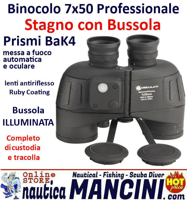 Binocolo 7x50 Professionale Stagno con Bussola illuminata