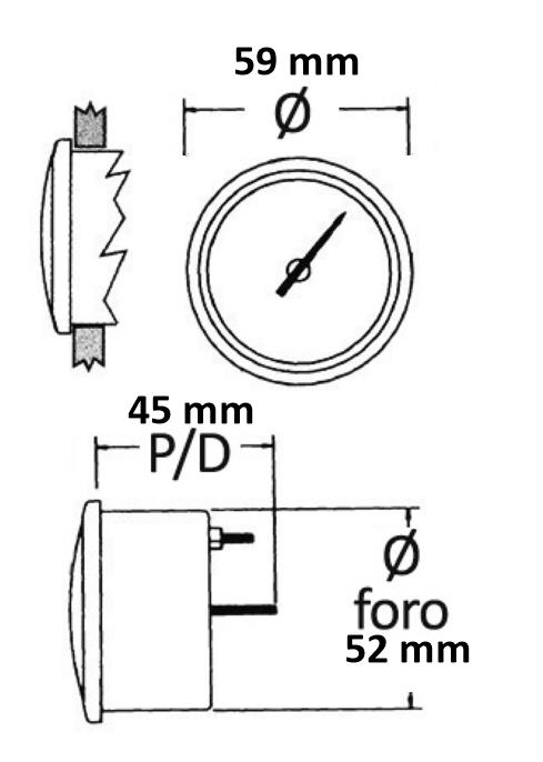 Indicatore Pressione Olio GUARDIAN 0-5 Bars/60PSI 12V Ø 52 mm Nero