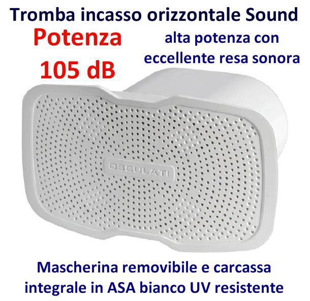 Tromba ad Incasso 105dB Bianca (90x55Hx85prof) SOUND