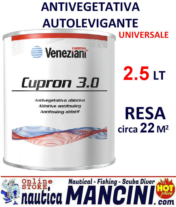 Vernice Antivegetativa Veneziani CUPRON 3.0 Autolevigante 2.5LT BIANCA