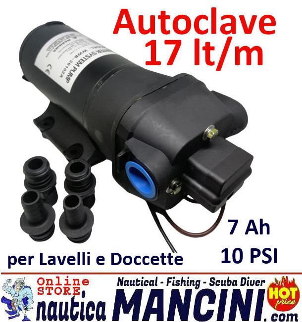 Autoclave 17,0 LT/Min 12V WWB - 7A 0.7 Bar 4 Valvole autoaspirante, per Doccette e Lavelli (fino a 4 utenze)