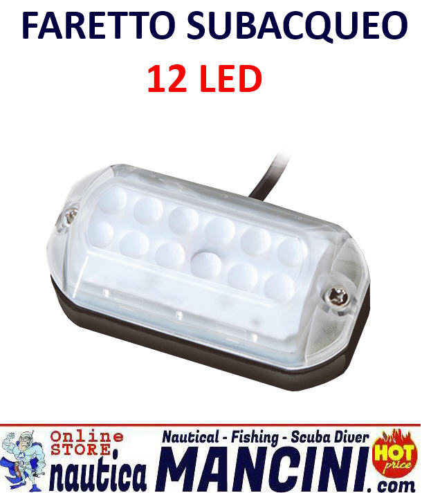 Faretto per Plancette Subacqueo PVC 12V a 12 LED 20W Luce BLU