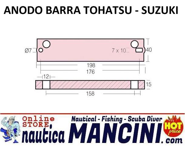 Anodo Zinco a Barra per Tohatsu/Suzuki da 60 a 225 HP