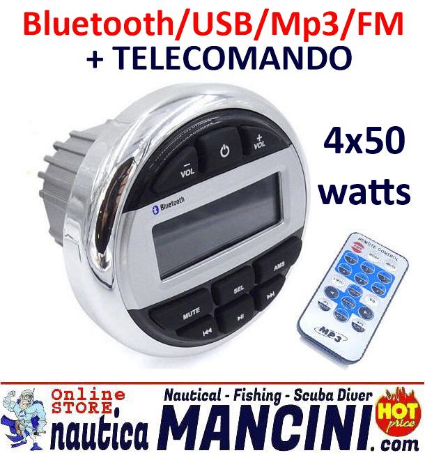 Radio FM/Bluetooth/USB/Mp3 per Uso Nautico 4x50W