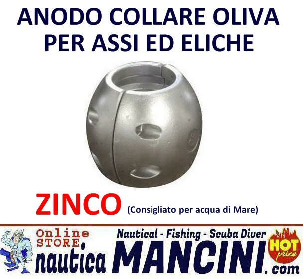 Anodo Zinco a Oliva Collare per Assi Elica Ø 30,0 mm