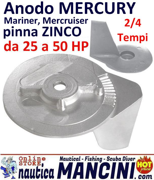 Anodo Zinco a Pinna per Mercury/Mariner/Mercruiser 25/50 HP