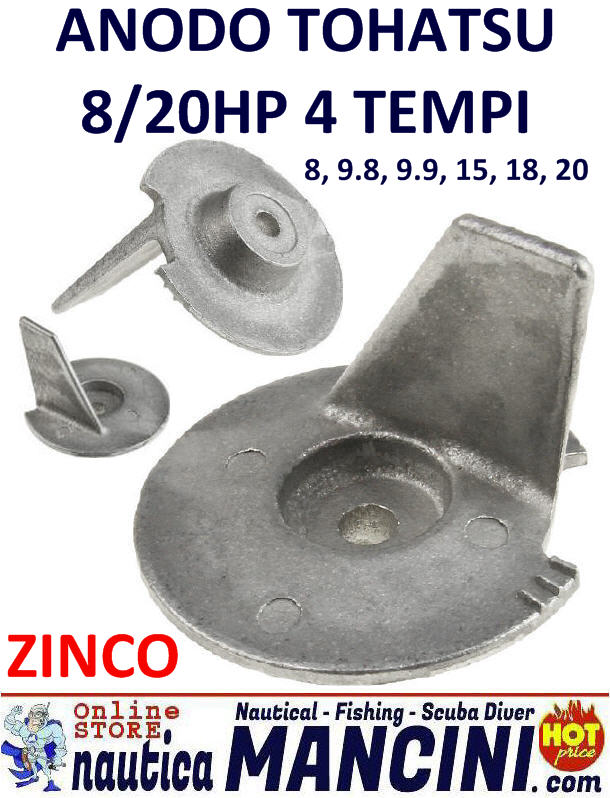 Anodo Zinco a Pinna per Tohatsu 8/20 HP Ø 6,2 mm