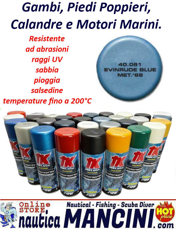 Vernice Spray per Motori Marini Fuoribordo EVINRUDE BLU Metallizzato 68/92 - TK 40.061