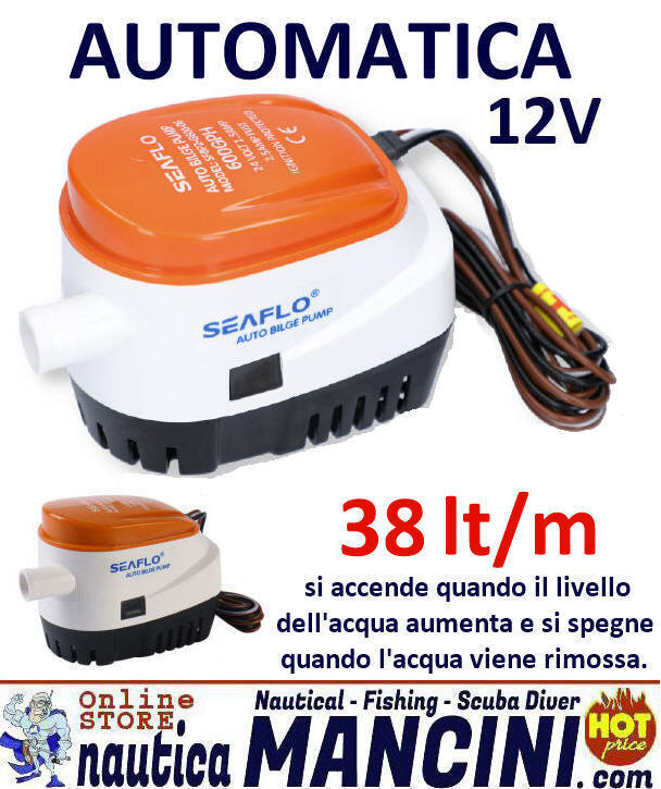 Pompa Sentina AUTOMATICA 12V 38LT/M SEAFLO GPH 600 2,5Ah