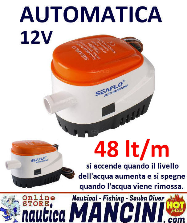 Pompa Sentina AUTOMATICA 12V 48LT/M SEAFLO GPH 750 3,0Ah