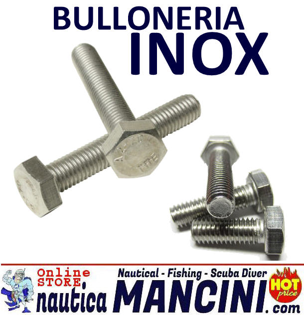 Bulloneria e Viteria INOX A2 - Bullone (Perno - Vite) Testa Esagonale 8x 60 - BS 4PZ