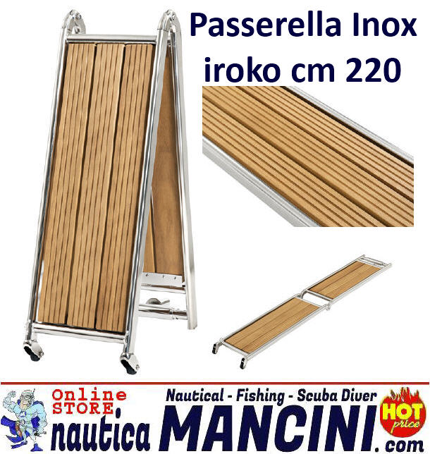 Passerella pieghevole INOX/IROKO 220 cm - Clicca l'immagine per chiudere