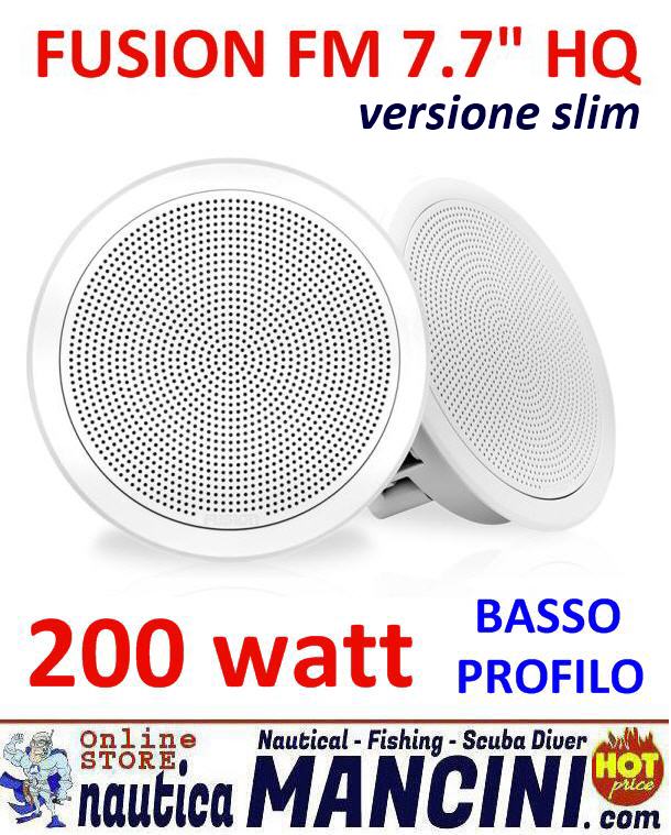 Altoparlanti/Casse WaterProof 2 Vie 200W - Diametro 200mm - Versione Slim - Alta Qualità HQ - Dustproof - FUSION FM-F77RW 7.7"