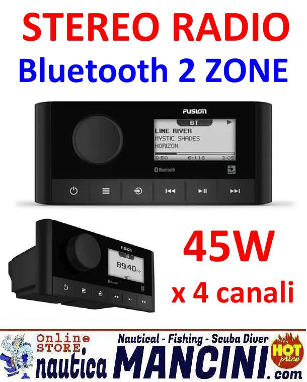 Radio FM/Bluetooth 2 ZONE/USB/ per uso nautico 4x45W - FUSION MS-RA60