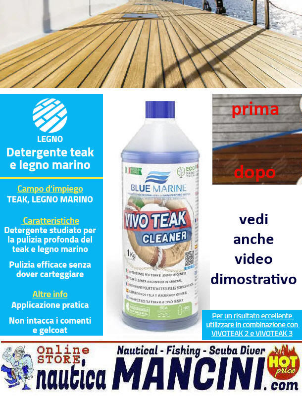 Trattamento Teak 1 - Detergente per la pulizia del TEAK e LEGNO in genere VIVO TEAK 1 CLEANER 1 kg - Clicca l'immagine per chiudere