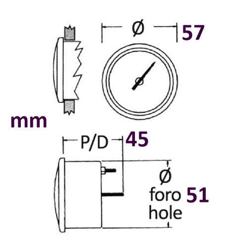 Orologio al Quarzo Ø 57 mm (foro 51mm) quadrante Nero con Lunetta Lucida - Clicca l'immagine per chiudere
