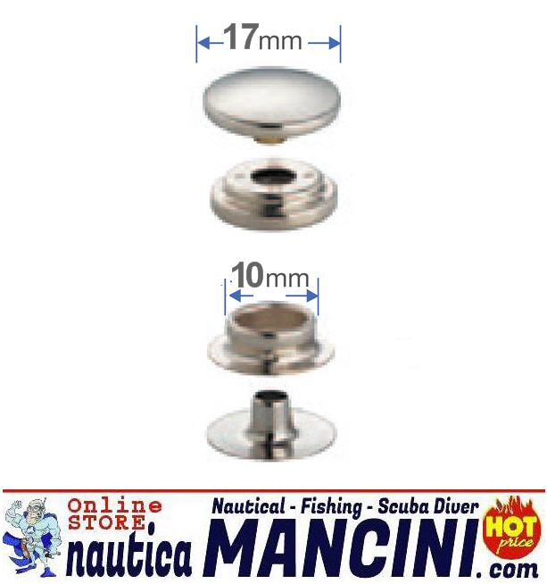 Bottoni Automatici a Pressione Inox testa D. 17 mm Blister 15pz