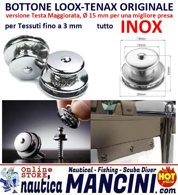 Bottone Cappottina LOXX (Tenax) Femmina Ø 15 mm per spessore 3 mm - Inox - Clicca l'immagine per chiudere