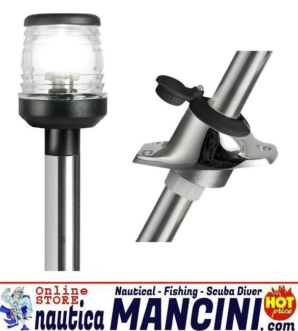 Asta Luce 360° fino a 20mt cm 060 inox ESTRAIBILE con Fanale Nero