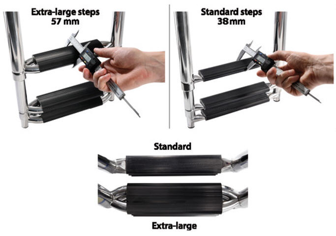 Scaletta Telescopica Inox 4 Gradini 32 cm Fissaggio Sopra Plancetta Gradini Large - Clicca l'immagine per chiudere