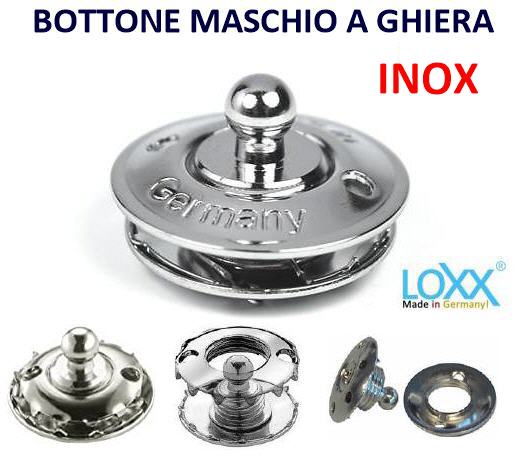 Bottone Cappottina LOXX (Tenax) Maschio Ghiera Godronata - Inox