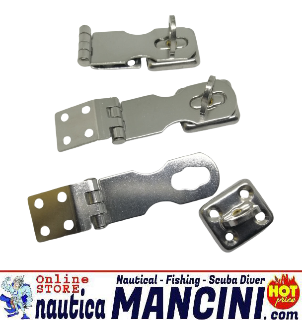 Cerniera Inox Ferma Gavoni con Occhiello Girevole per Lucchetto 64x29 mm