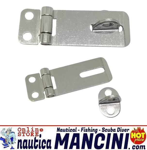 Cerniera Inox Ferma Gavoni Senza Bandella Coprivite per Lucchetto 65x23 mm - Clicca l'immagine per chiudere