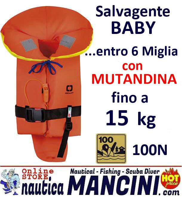 Giubbotto di Salvataggio 100N Baby entro 6 Miglia 0/15 kg con Mutandina Isabel