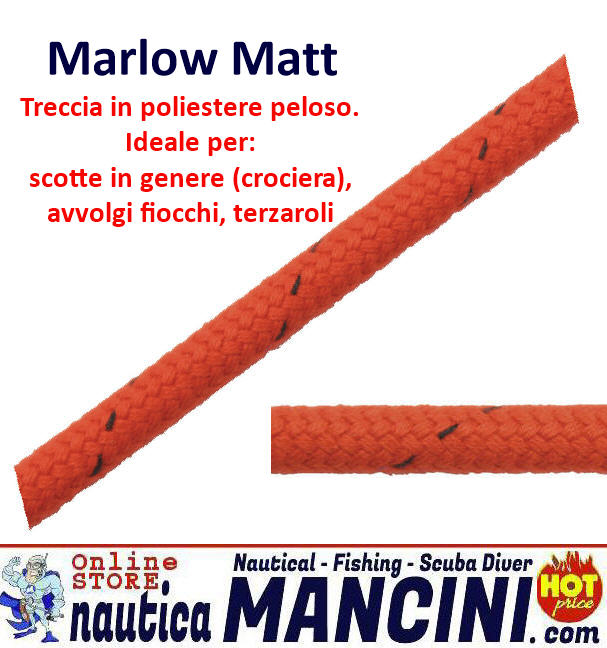 Cima MARLOW MATT per Scotte Ø 14 mm 5450 kg Rossa