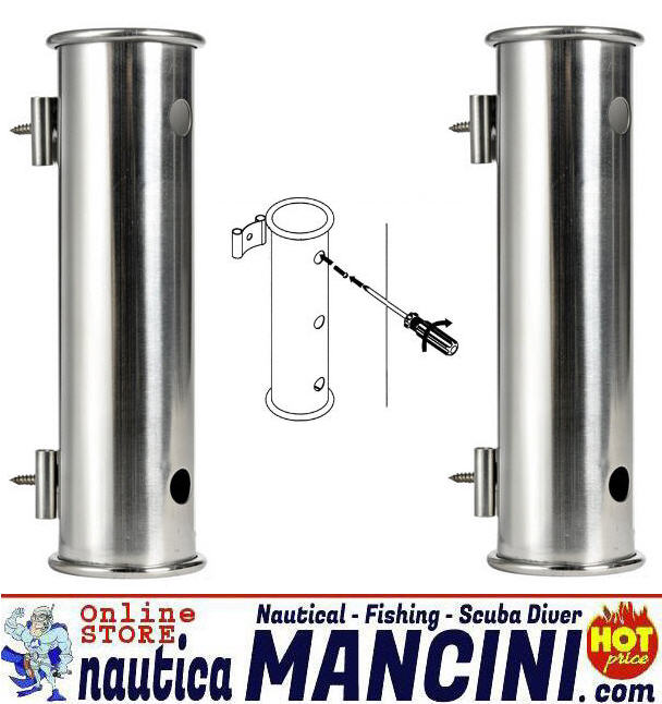 Portacanna a Parete Inox Doppio (COPPIA) per due Canne da pesca Ø 37 mm