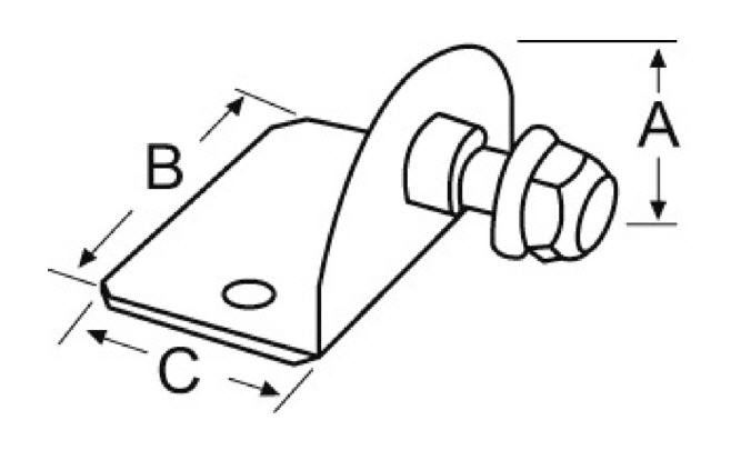 Piastrina per Molla a Gas 90° Standard con Perno Esterno 30x50x30 mm