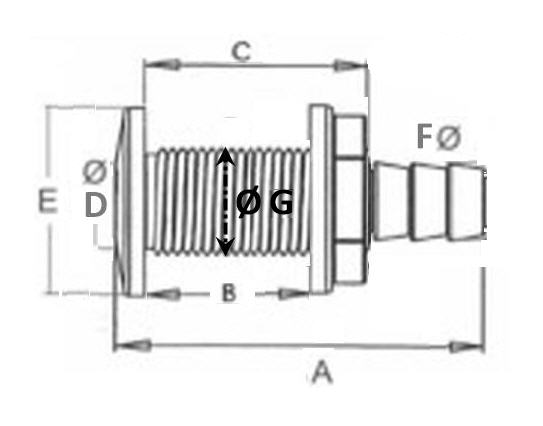 Scarico a Mare in Plastica con Portagomma Ø 15 mm Filetto 1/2" - Clicca l'immagine per chiudere