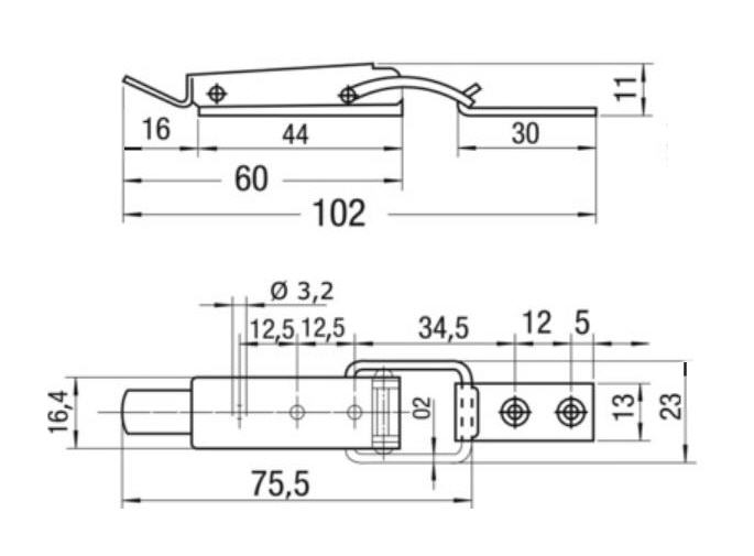 Chiusura a Leva Inox 102 mm