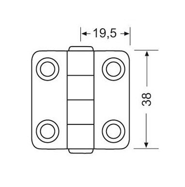 Cerniera Inox Nodo Sporgente 38x39 mm