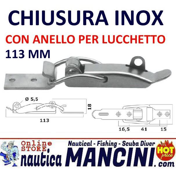 Chiusura a Leva Inox con Portalucchetti 113 mm - Clicca l'immagine per chiudere