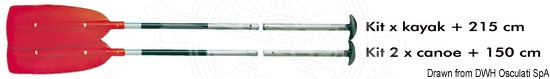 Pagaia doppia smontabile 215/150 cm