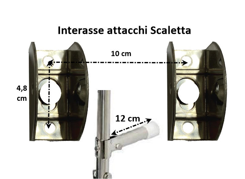 Scaletta Pieghevole Inox 3 Gradini 18 cm per Poppa