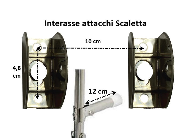 Scaletta pieghevole inox per gommoni - 3 scalini antiscivolo