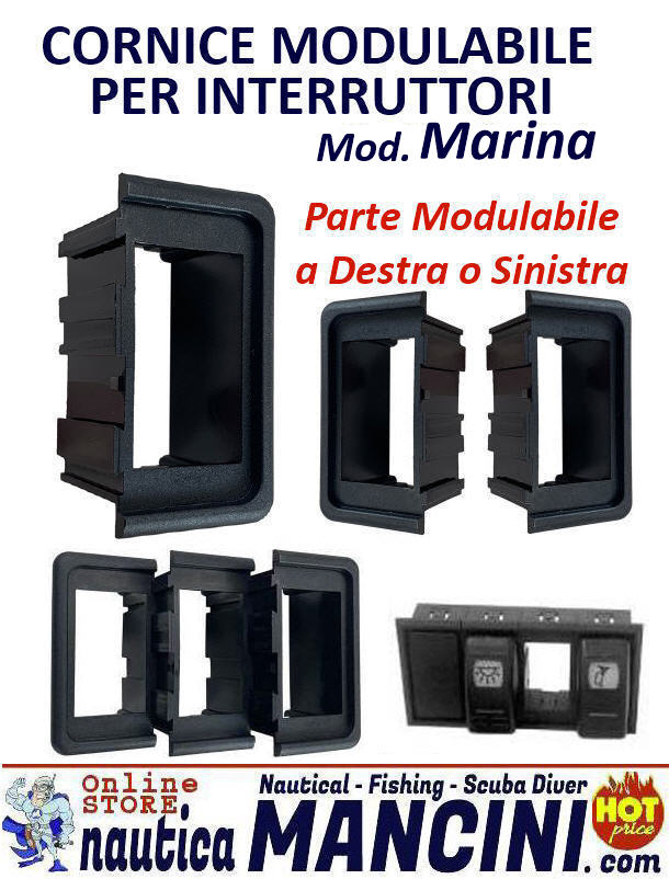 Cornice per Interruttori Marina - Parte Modulare Destra/Sinistra in plastica nera